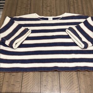 Cream/Navy/Rust colored stripped oversized sweater
